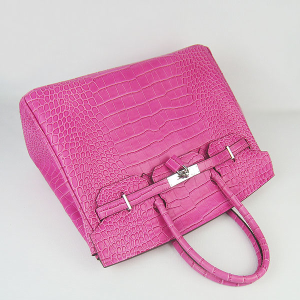 High Quality Fake Hermes Birkin 35CM Crocodile Veins Leather Bag Peach 6089 - Click Image to Close